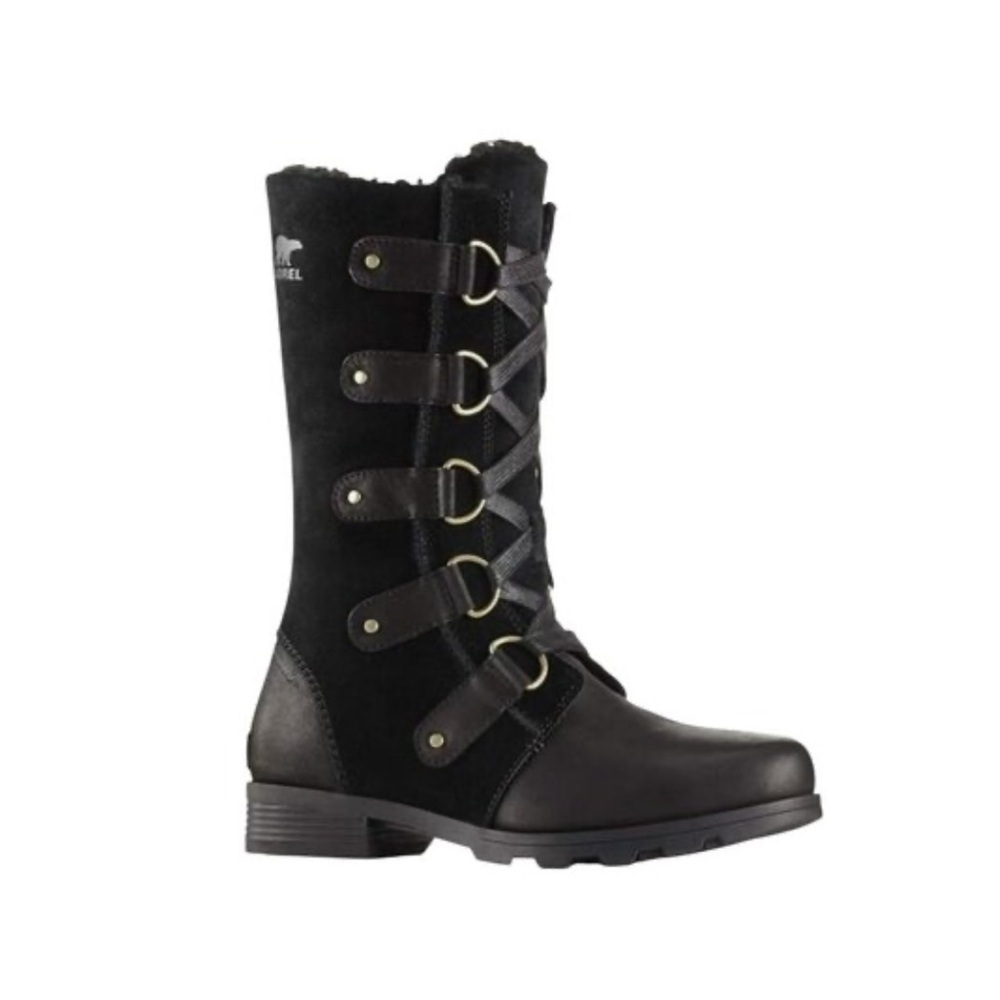 Sorel Emelie Shearling Lined Leather Waterproof Lace Mid-Calf Boots Size 7
